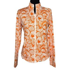 Tommy Bahama Women’s Golf Jacket Full Zip Orange Thumbholes Pockets UPF Large
